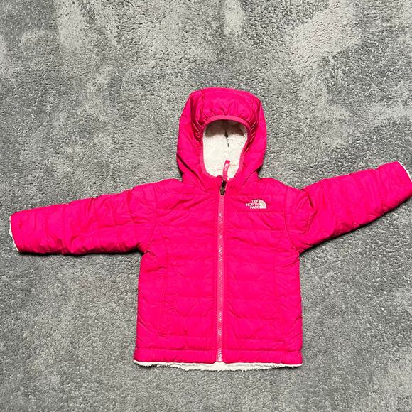 The North Face Puffer Jacket Toddler 2T Pink Reversible Mossbud Sherpa Coat - Picture 1 of 7